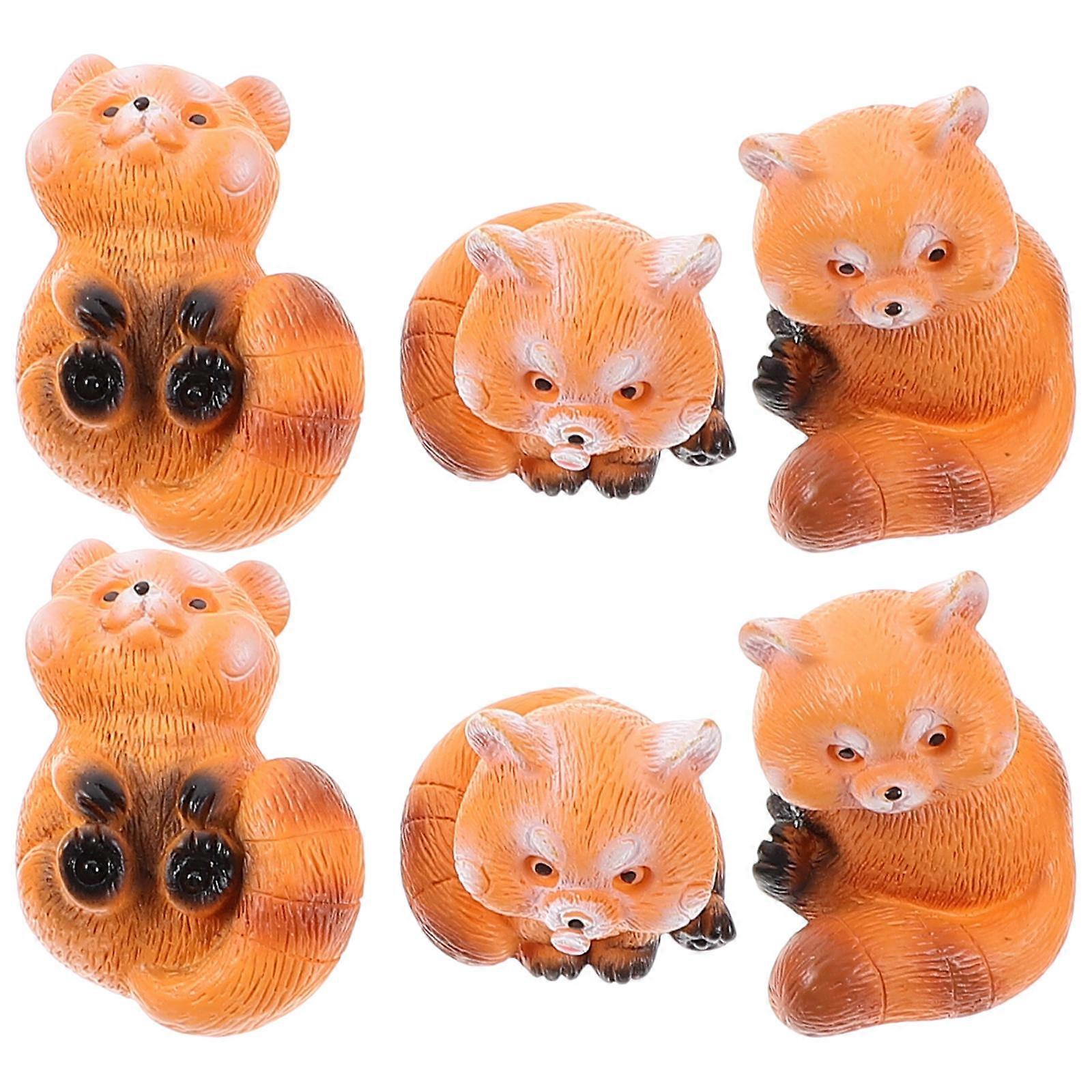 Resin Craft Panda Figurines Small Panda Figurine For Doll House Accessories 6Pcs