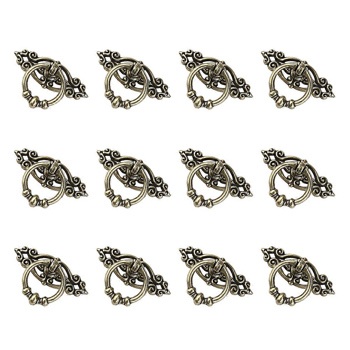 Cabinet Handles European Antique Style Round Shape Coffee Colored Zinc Alloy Wardrobe Door Handle Office Decoration 12Pcs
