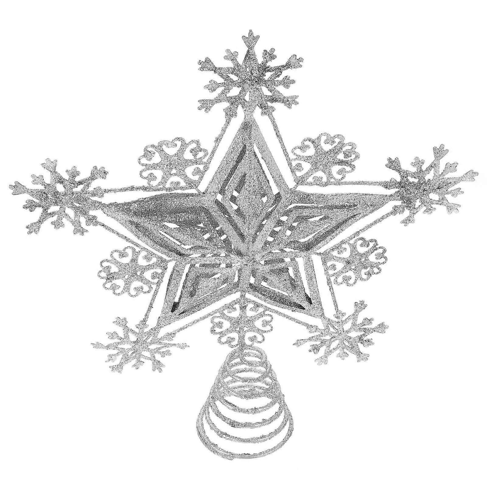 Xmas Tree Decor Five-Pointed Star for Decor 1Pcs Silver Iron