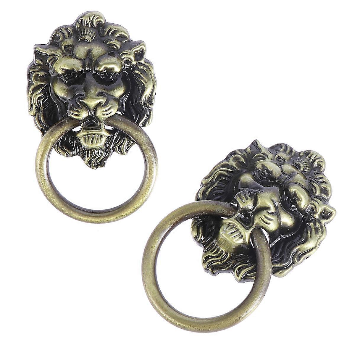 Drawer Knobs Gold Cabinet Lion Head Pull Handle Knobs for DIY Enthusiasts Bronze Zinc Alloy 6Pcs
