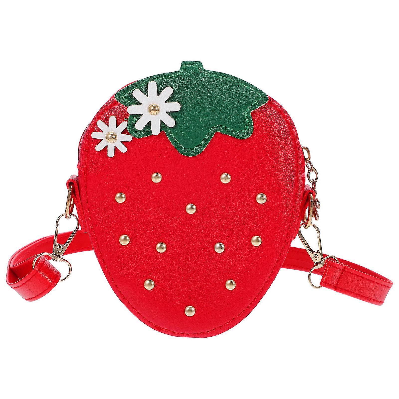 Strawberry Shaped Coin Bag for Girls Travel Simple Small Shoulder Bag 14X12X5CM Adjustable Strap 1Pc