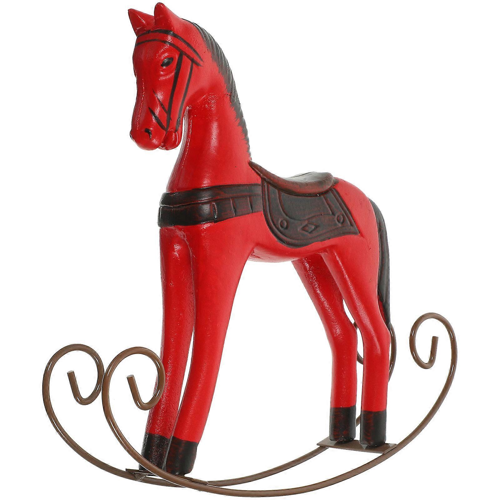 Dining Table Decor Wooden Horse Statue Home Decoration 24X23.5X5CM Nordic Style 1Pcs