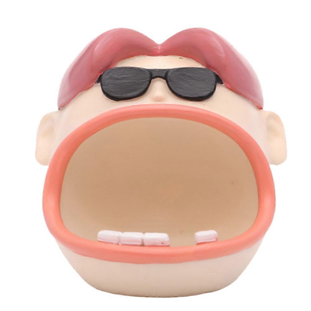 Cartoon Character Resin Pen Holder Ash Holder Funny Big Mouth Boy Desktop Ornament 1Pc
