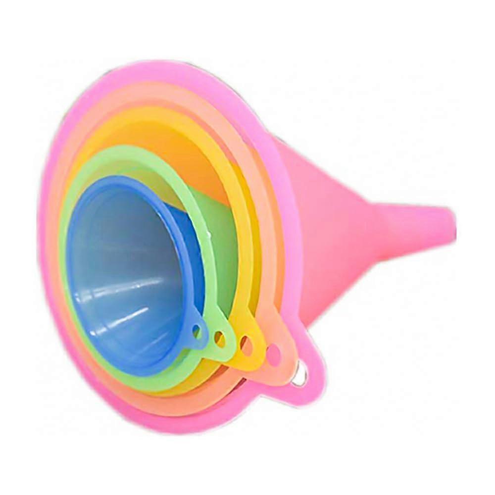 Kitchen Funnel Set - 5 Pcs Rainbow Colors Funnel with Handle for