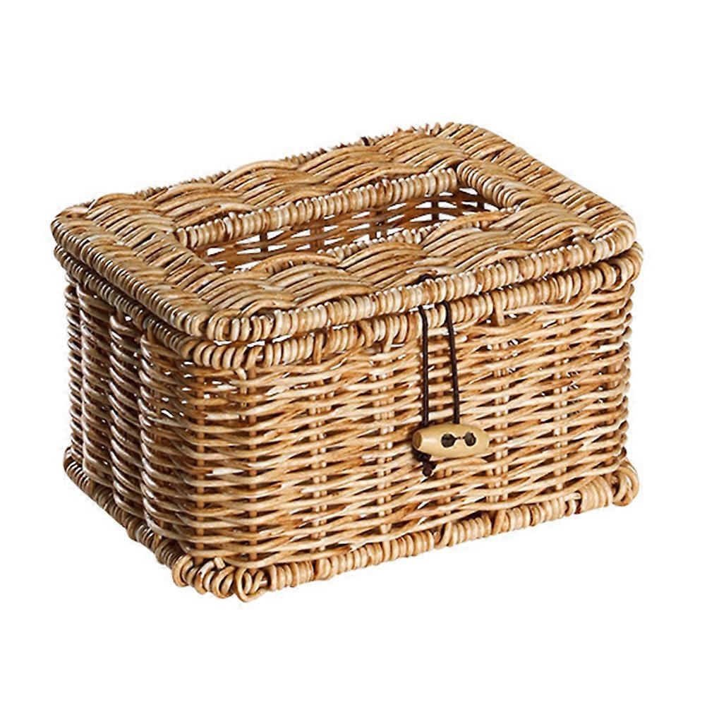 Rustic Tissue Box Cover Woven Tissue Holder Home Decoration Rectangular Simple Design Assorted Color 15X12.5X8CM Tissue Dispenser 1Set