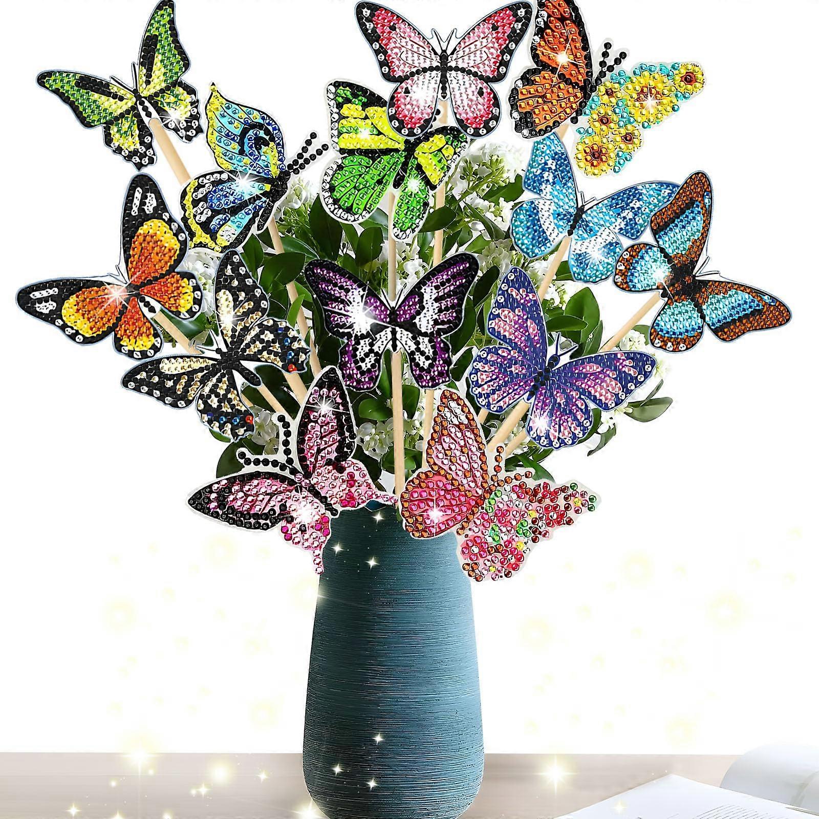 Diamond Painting Butterfly Pack of 12 Spring Decoration DIY Craft Ornaments Accessories for Ideal for Gardens and Indoors