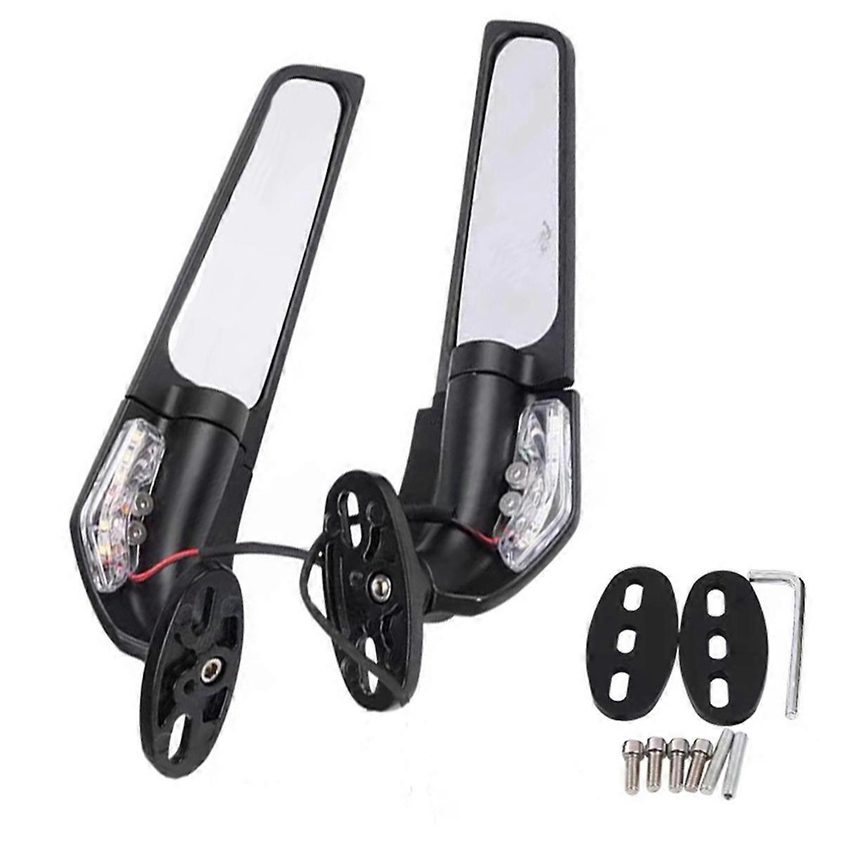 Motorcycle Rearview Mirror with Light Mirror Parts Adjustable Spoiler