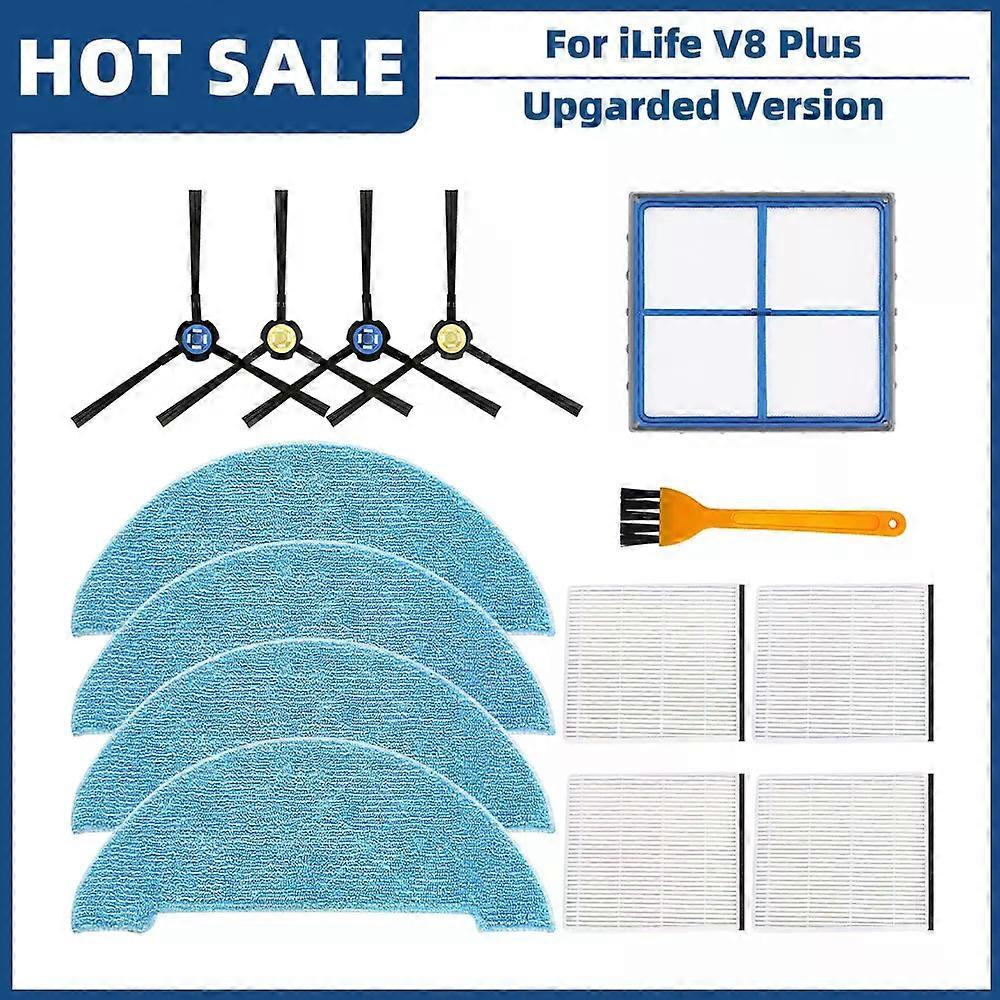 Compatible For iLife V8 Plus, Amibot Animal XL H2O Connect Replacement Parts Accessories Side Brush Primary Hepa Filter Mop