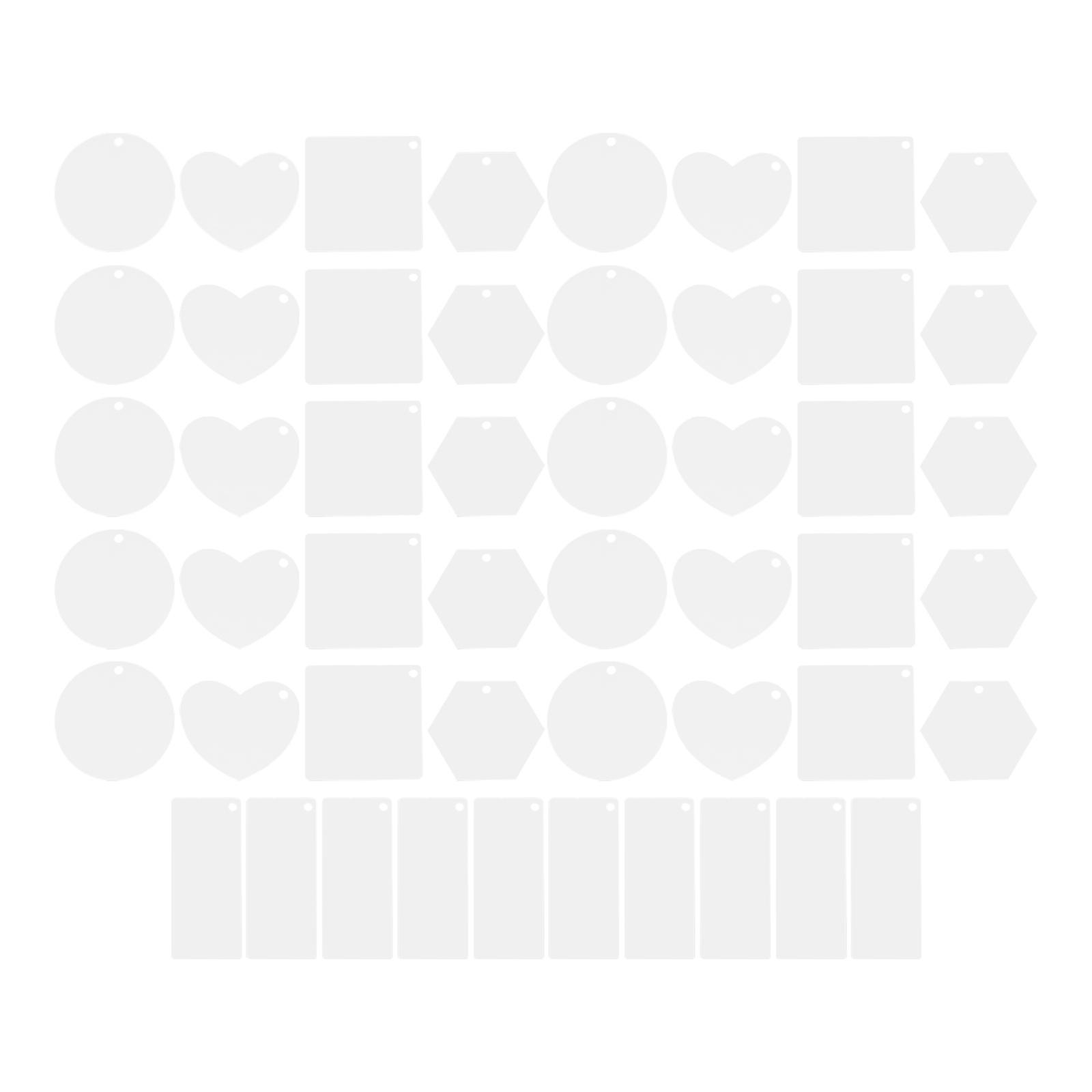 It looks like you're working on or referencing a product listing for **clear acrylic keychain blanks** used in **DIY crafting, sublimation printing,