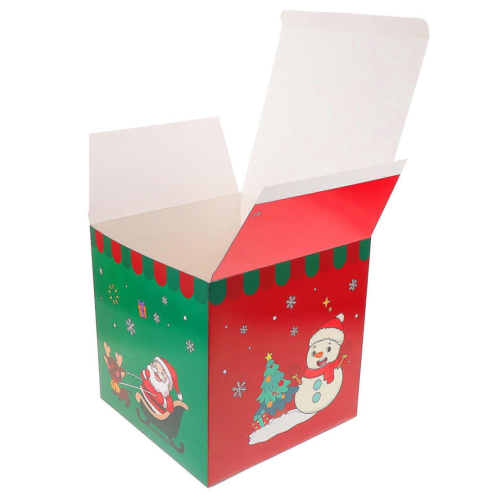 Christmas Candy Box Present Giving Container Cube Paper present Decoration Storage For Festive Occasions 25.00X25.00X25.00CM 1Pack