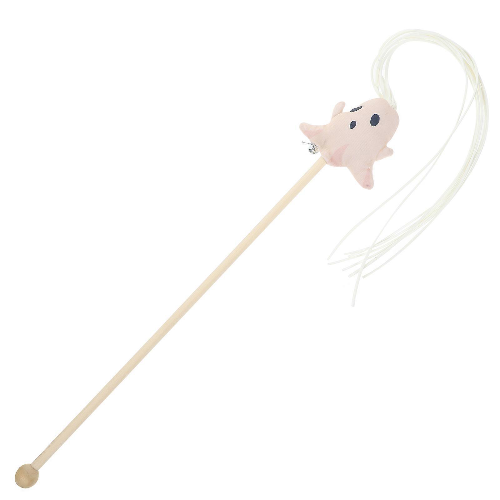 Halloween Ghost Pattern Interactive Cat Teaser – Soft Plush Kitten Toy for Indoor Cats, Gentle Play & Exercise Stick, Safe Material