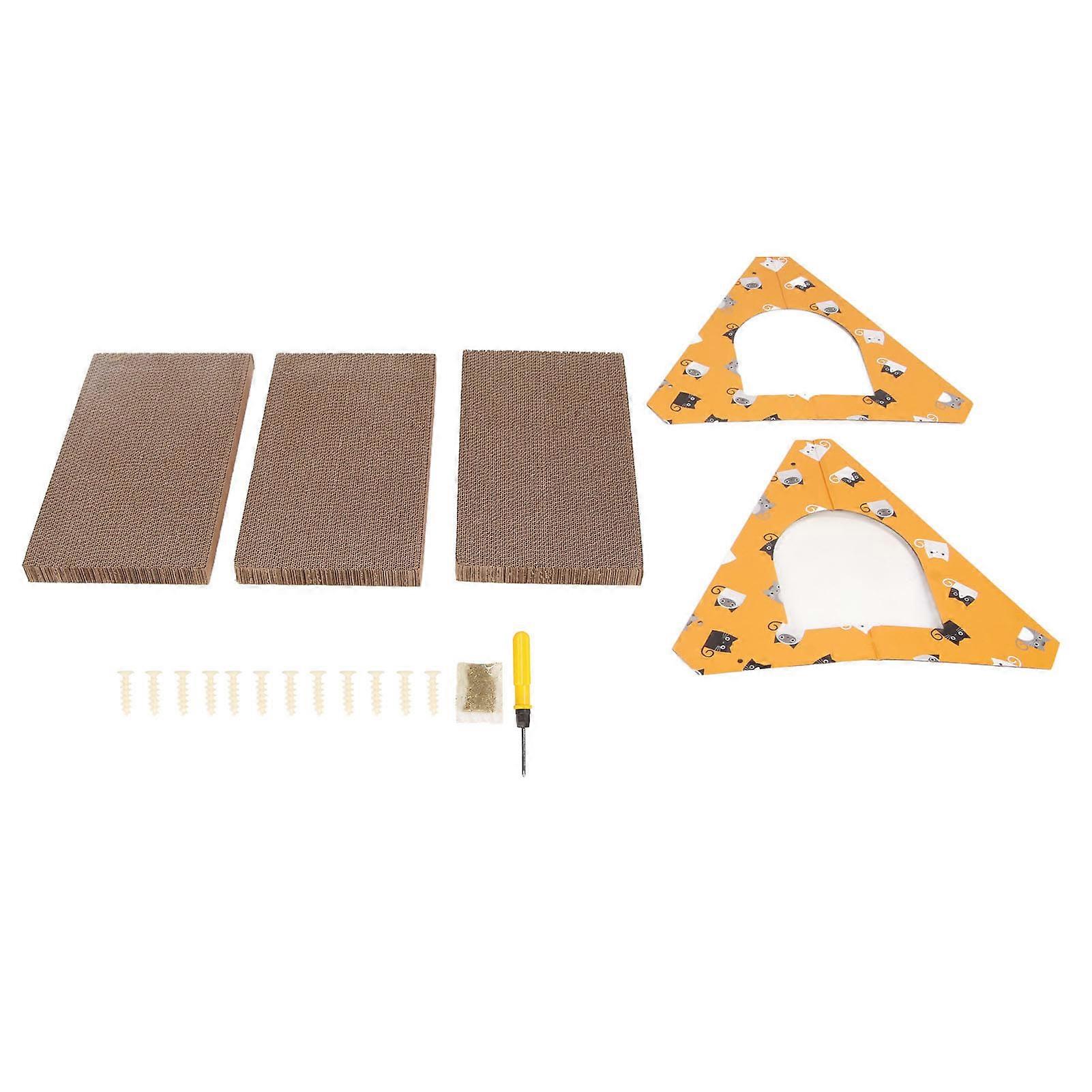 Triangular Cat Scratcher House Slip Resistant Multipurpose Interactive Foldable Cat Scratch Board for Pet Supplies