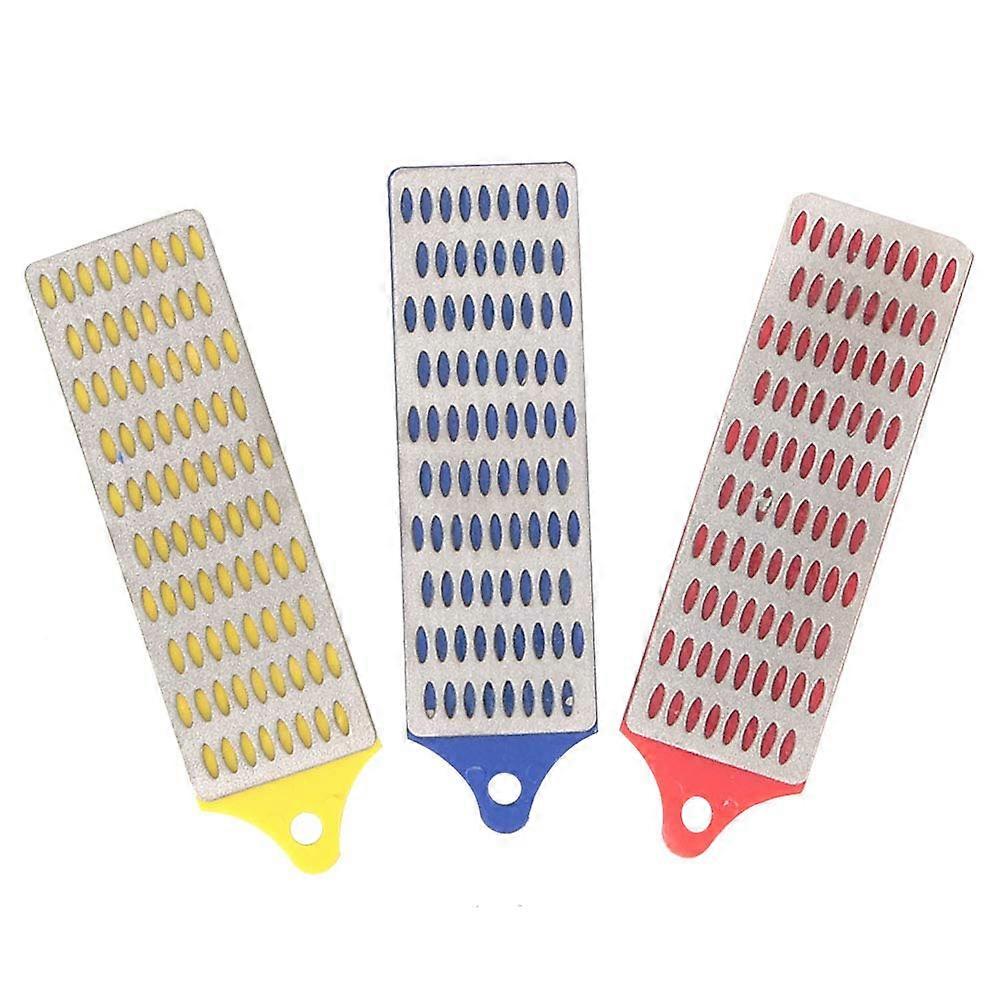 Knife Sharpening Stone Set - 3 Piece Mini Diamond Grinding Tool for Polishing Kitchen Knives - Durable, Compact Design