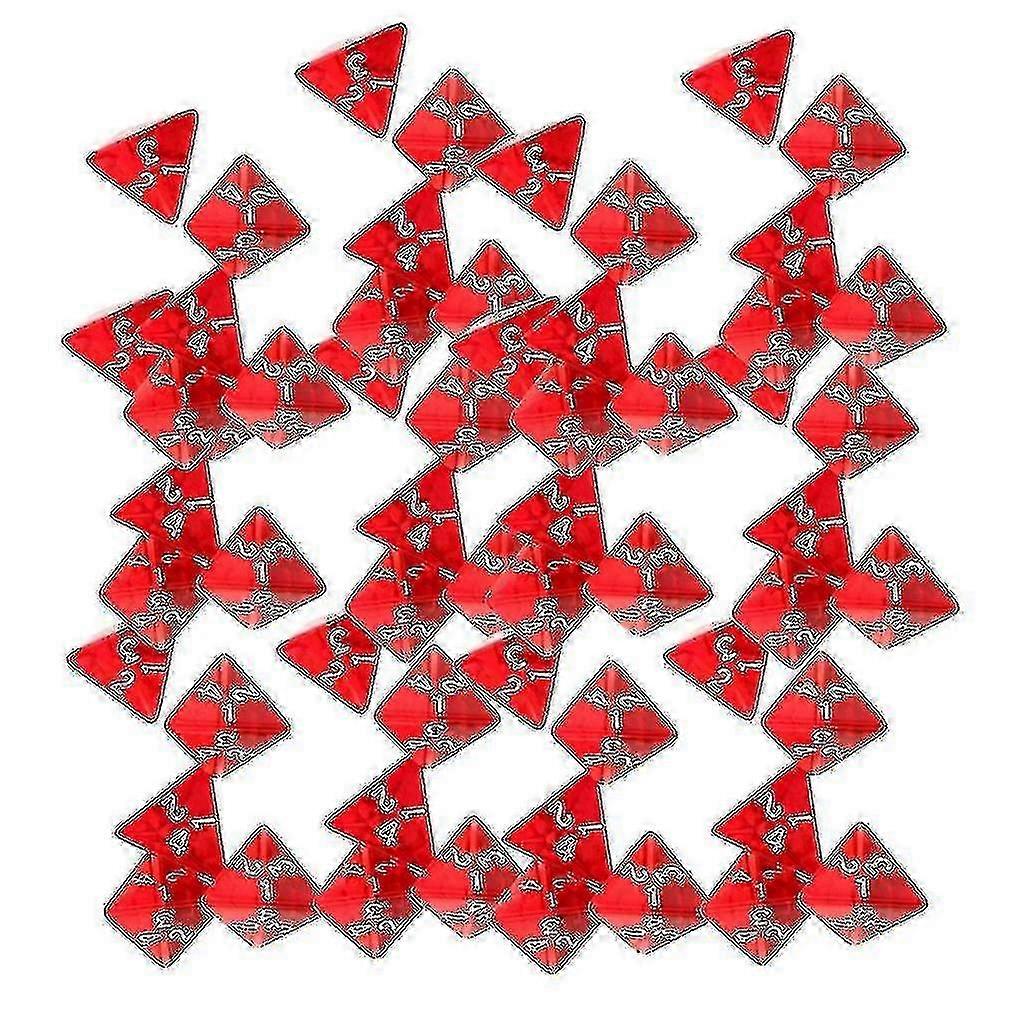 Pack Of 60 Multi-Sided D4 Polyhedral Dice Set 20mm For Tabletop Role-Playing Games Red Color