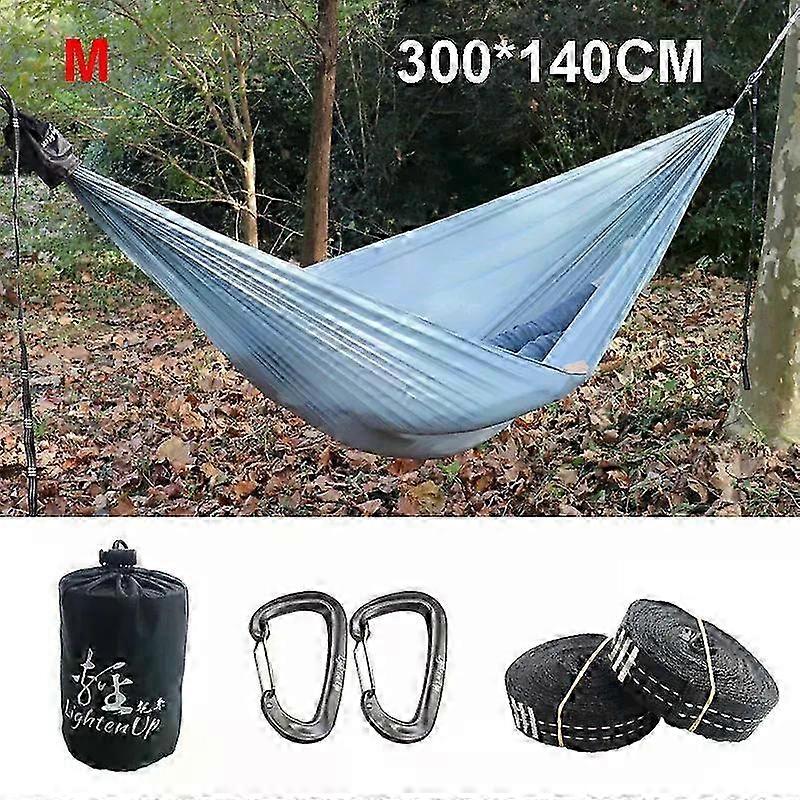 300x140cm Lightweight Parachute Camping Hammock with 2 Tree Straps and 2 Hooks, Portable for Outdoor Use