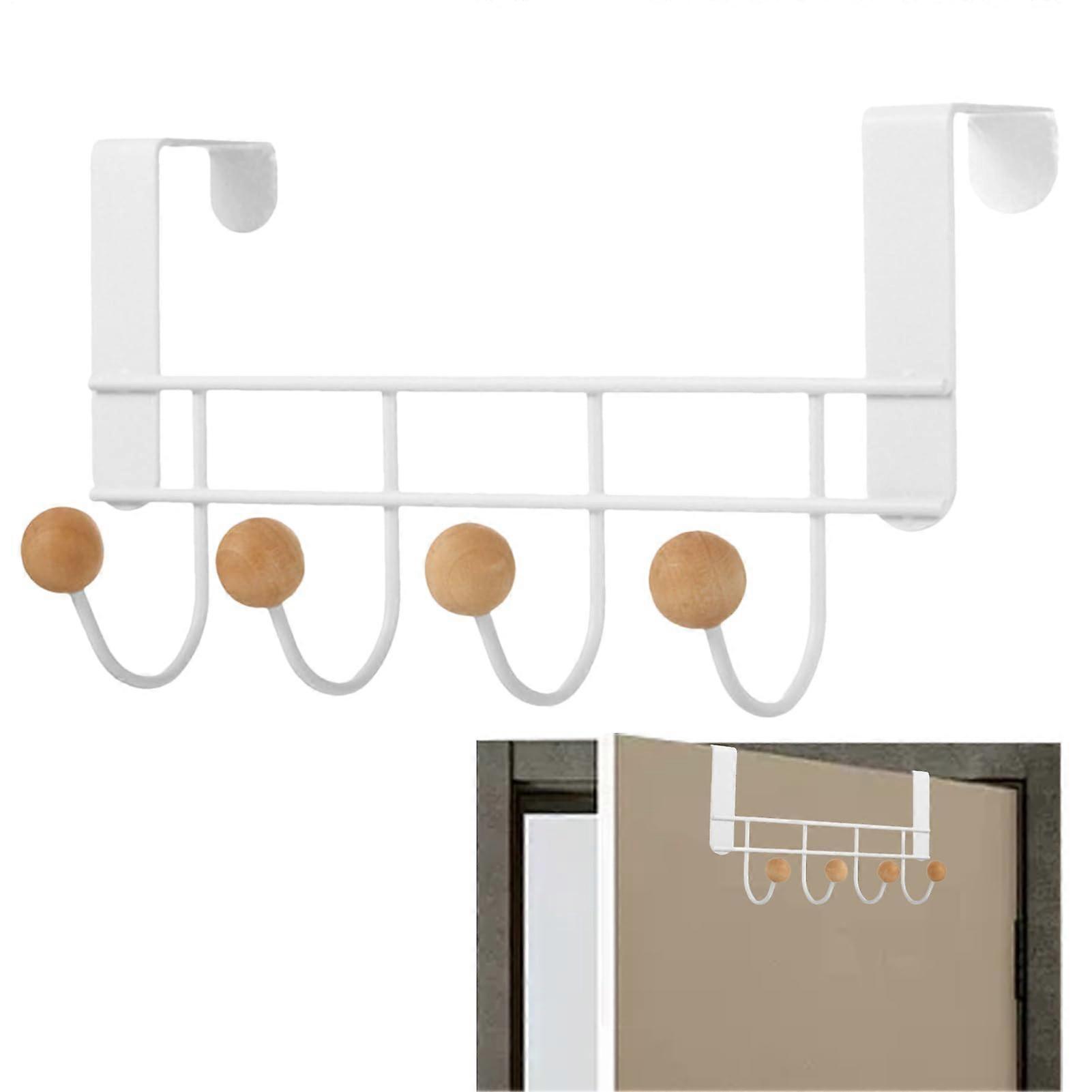 Over The Door Hooks - Space-Saving Coat Rack for Entryway, Bathroom, Kitchen, Bedroom - Rust-Resistant, White Design