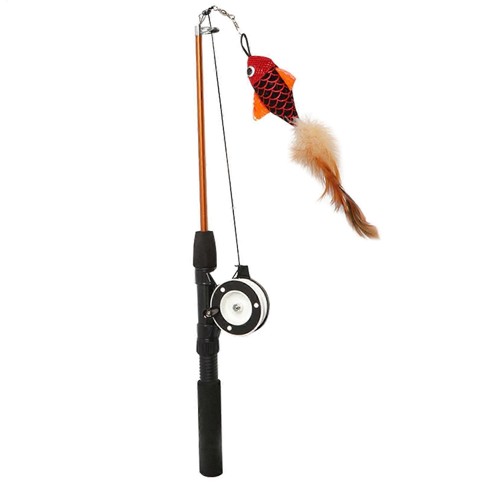 Cat Teaser Wand Flexible Toy for Cats Fishing Rod Catnip Teaser Toy for Cats with Fishing Rod, Interactive Toy for Cats Adjustable for Cats