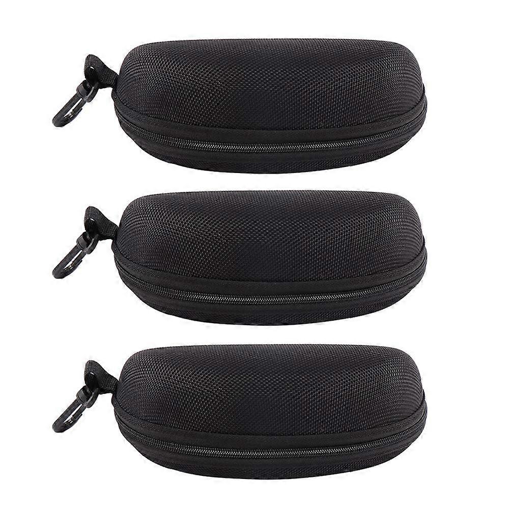 Zipper Compression Sunglasses Case Eyeglass Case Black Hook Zipper Case Eyeglass Bag (Black)