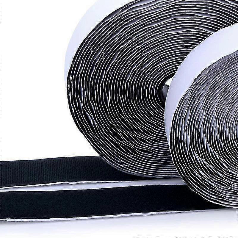 12m Self Adhesive Hook and Loop Tape, Extra Strong Double Sided Tape, Fixed Back Tape, 20mm Width, Black