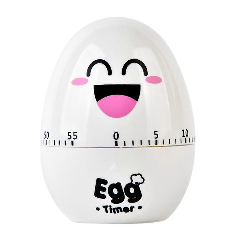 Egg Shape Mechanical Kitchen Timer White Plastic Countdown Clock for Cooking Baking Classroom Use Manual Rotation Reminder for Eggs Pancakes Cookies