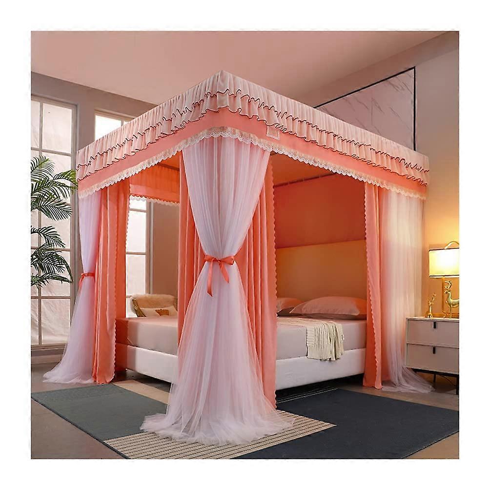 Bed Canopy Mosquito Net for Single Bed, Girls Princess Room (Color: Red)