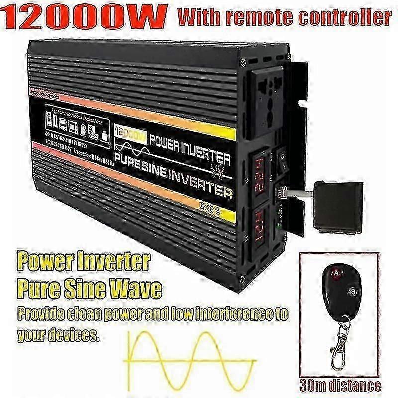 8000W / 10000W نقي موجة جيبية السلطة العاكس الجهد محول العرض الرقمي الذكي سيارة المنزل في الهواء الطلق DC12V 24V 48V 60V -220V محول يالو