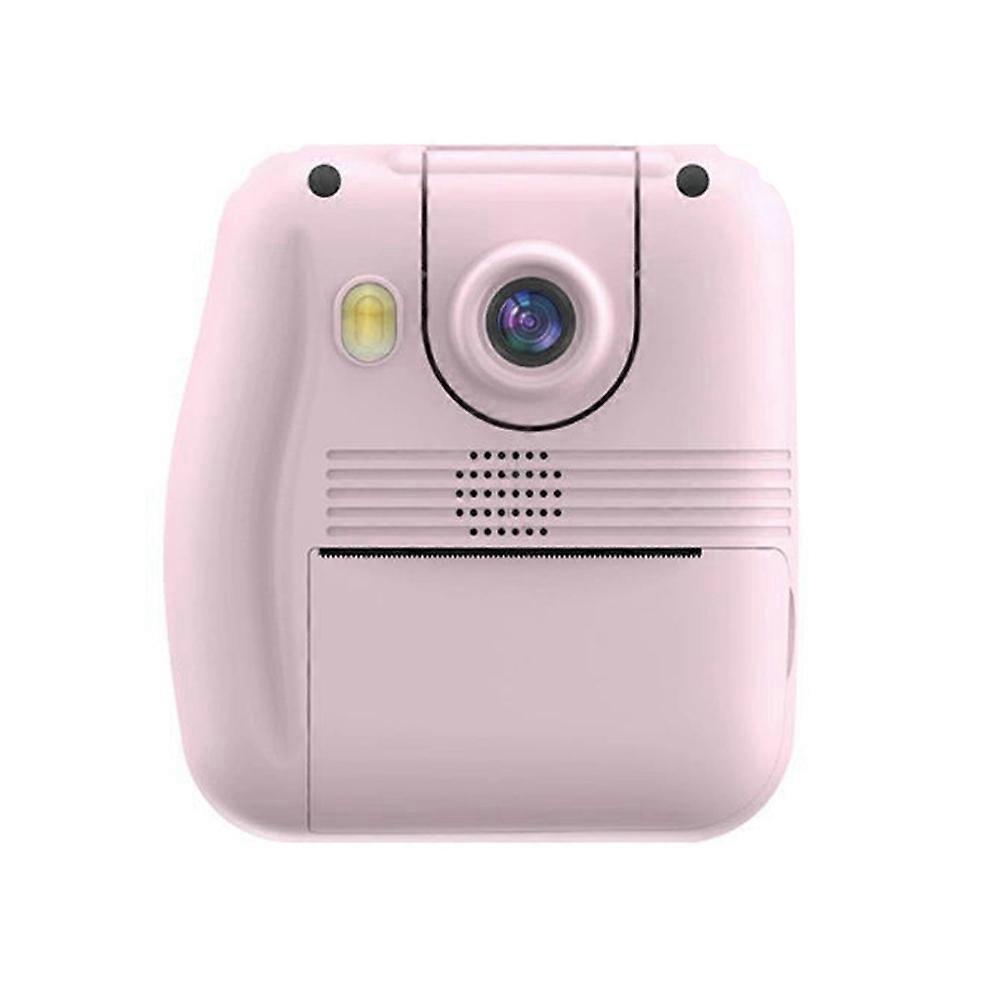 Flip Lens Kids Portable Printer Thermal Paper Stickers Paper Mini Printers Multi-Function Digital Small SLR Pink