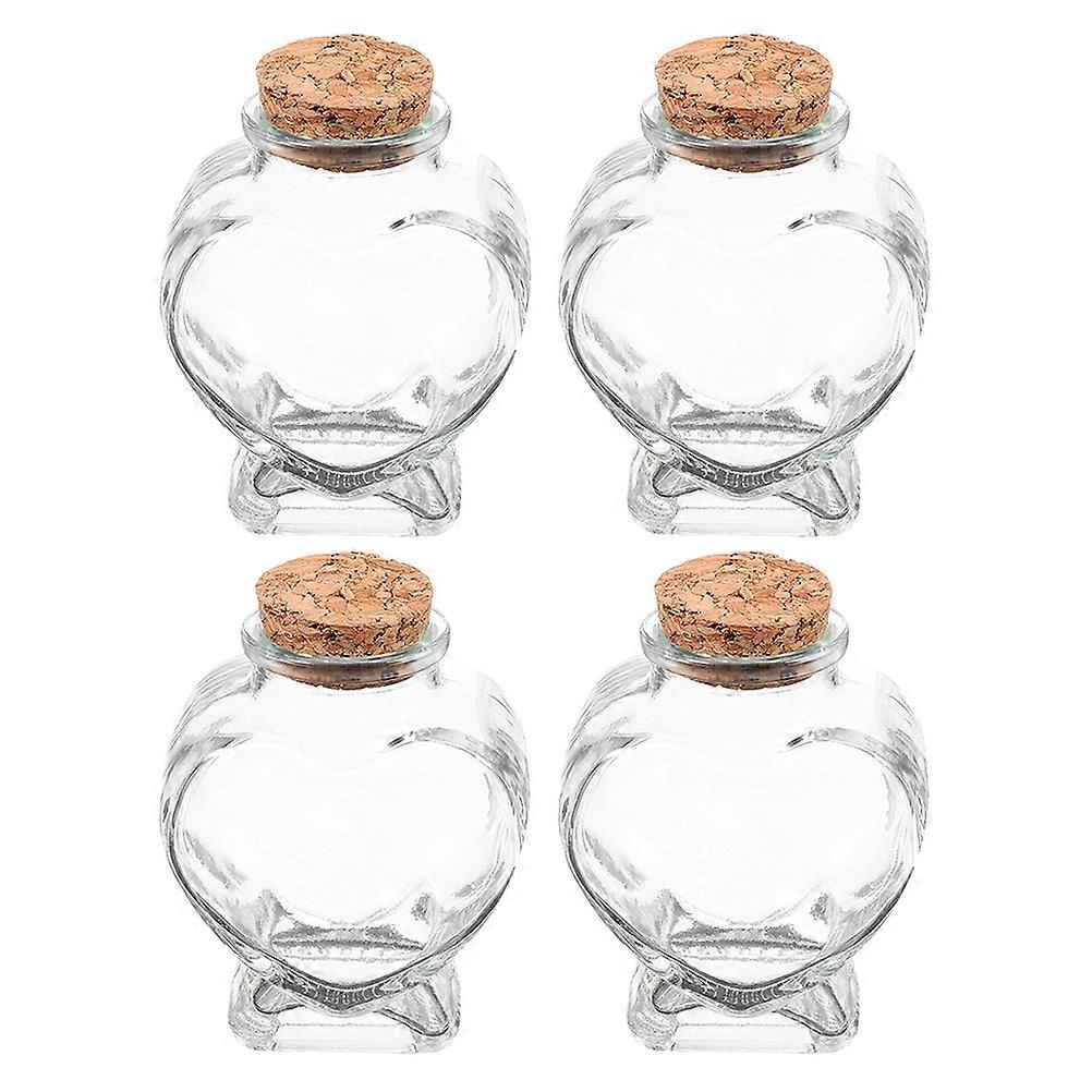 Corked Bottles Heart Shape For Gifting 4Pcs Wishing Bottle