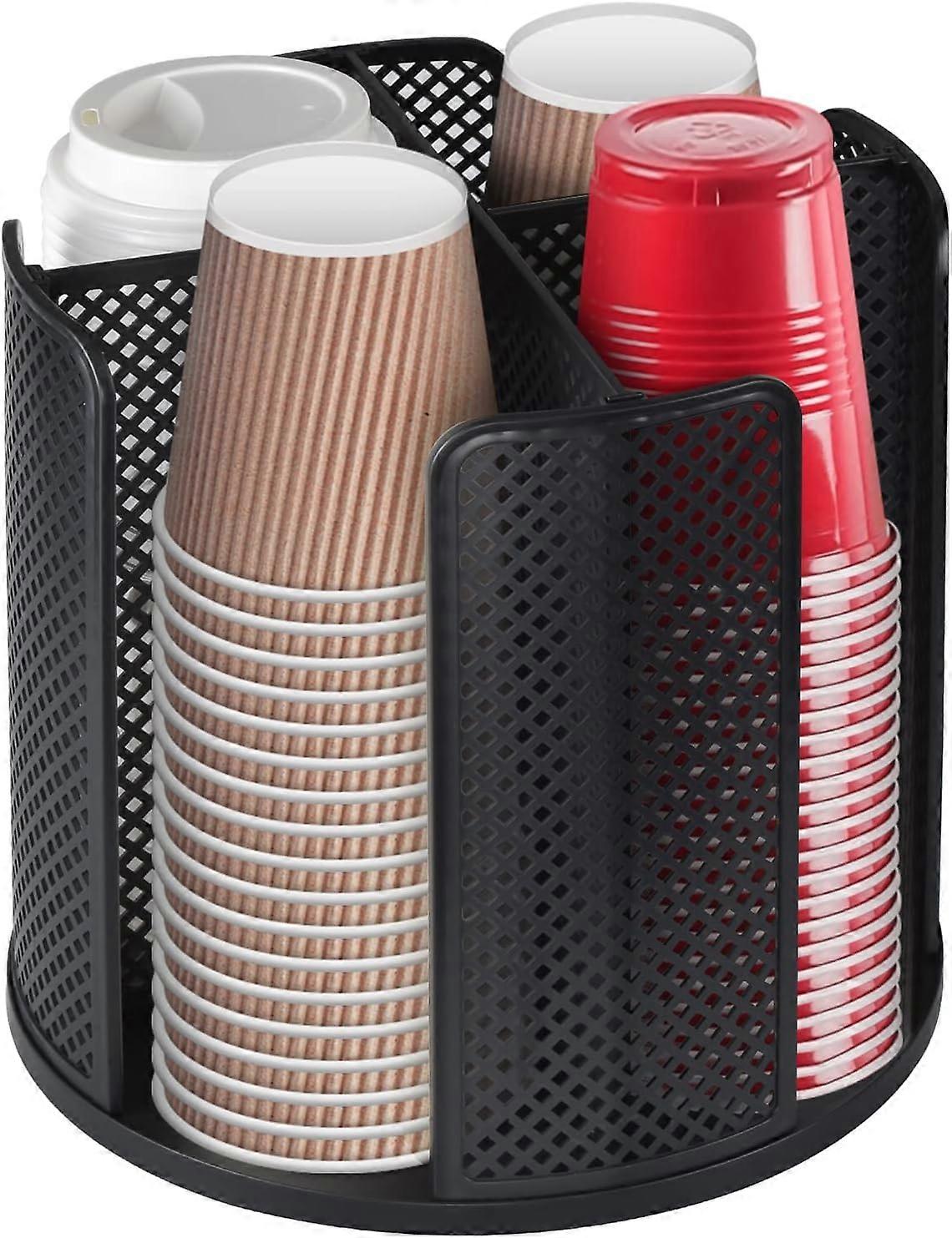 Coffee cup dispenser, rotatable cup   lid holder