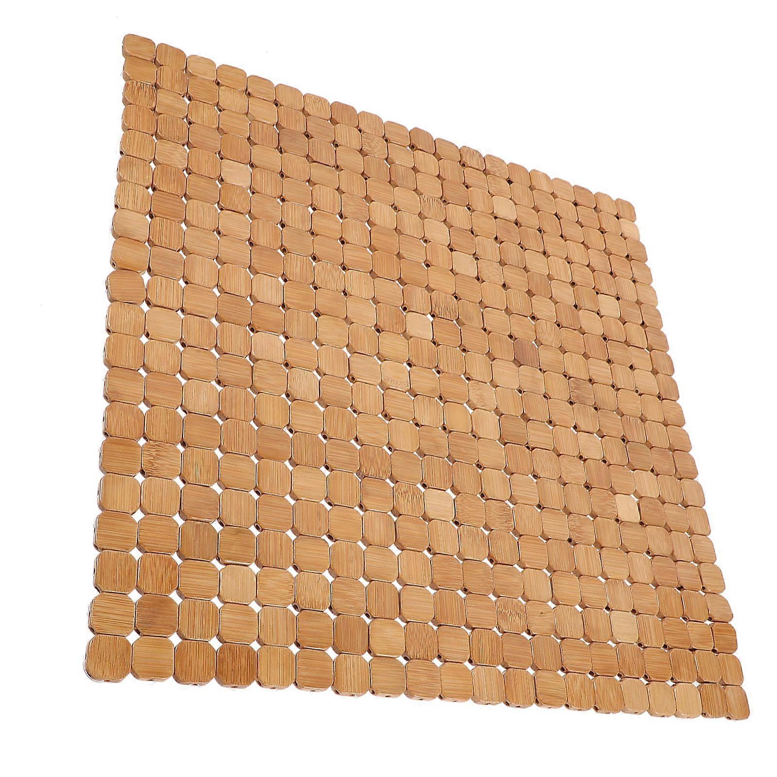 Bamboo Mat Chair Cooling Pad Breathable Non-slip Decorative 40x40cm for Summer Use 1Set