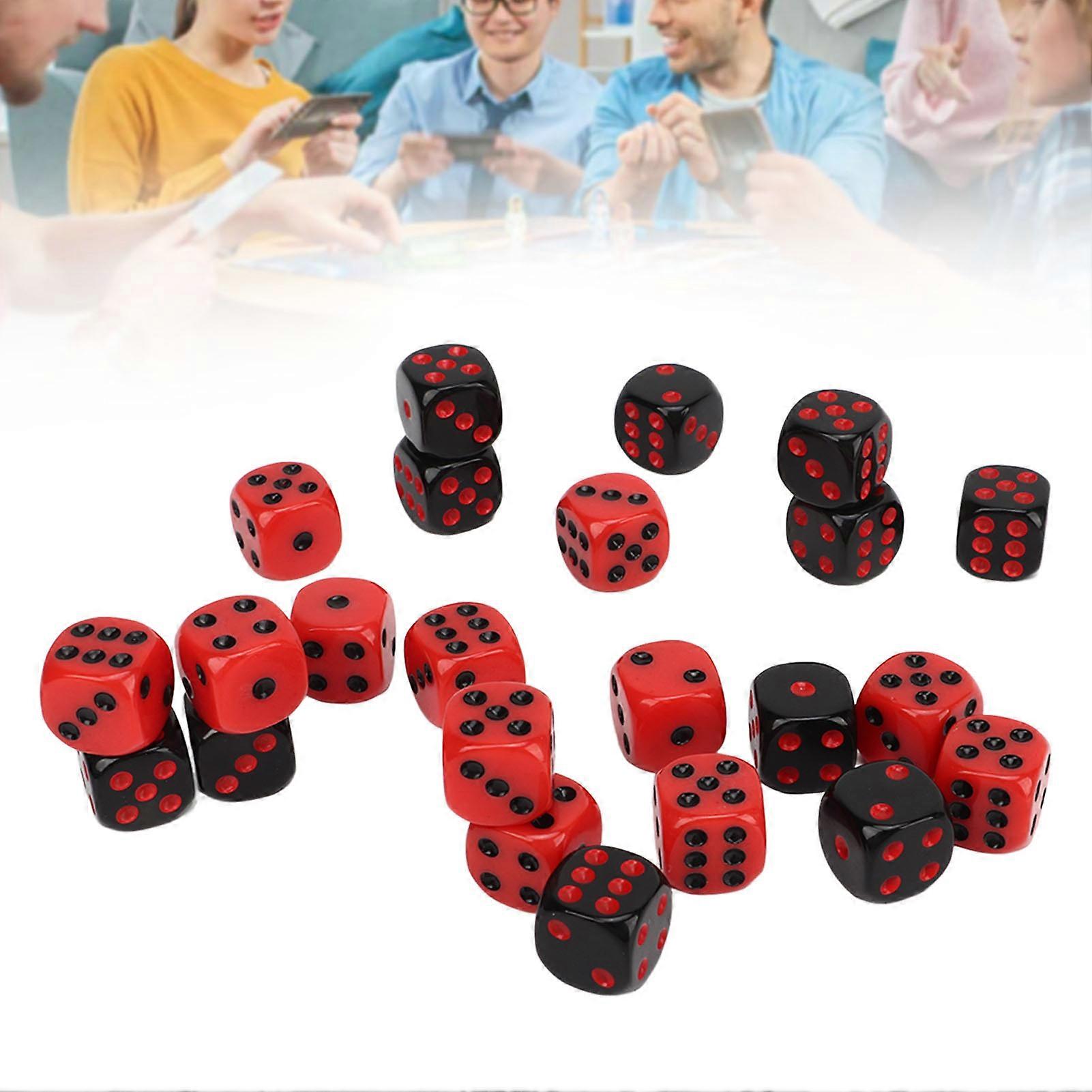 48PCS 6 Sided Dices Black and Red Plastic Waterproof Table Game Dice Set for Party Bars Club 