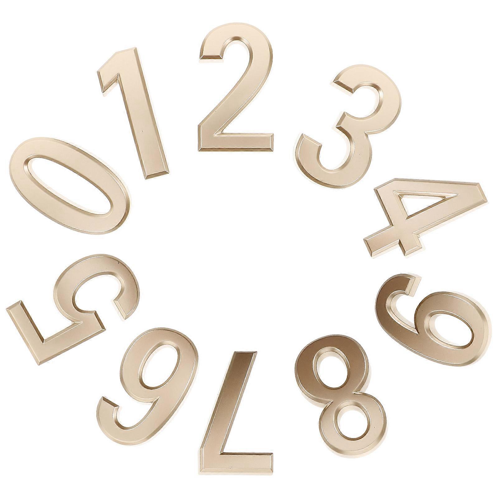 House Numbers Plaques Golden Mailbox Numbers For Mailboxes Easy Installation 6.20X4.00X0.70cm 10Pcs