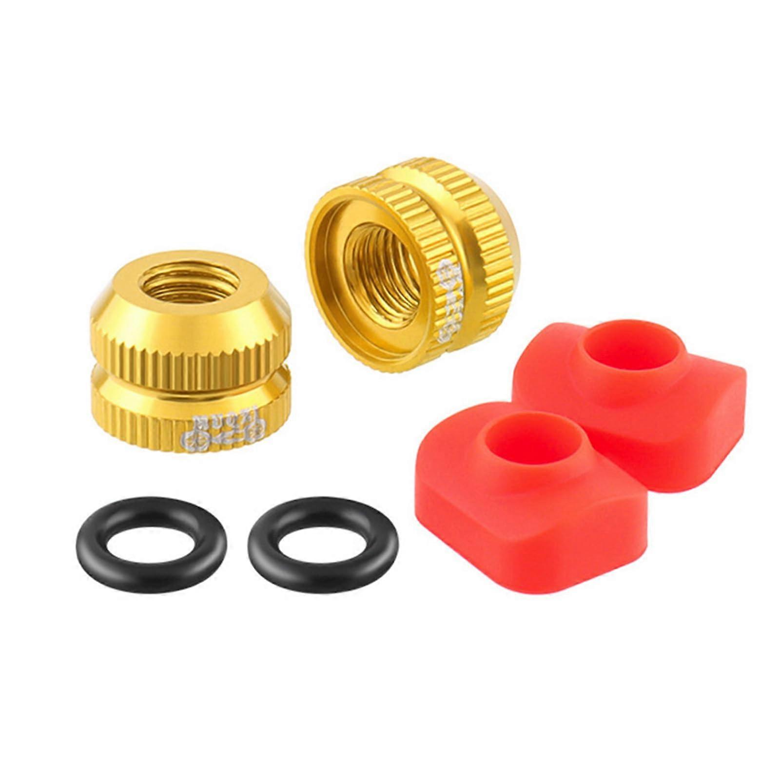 Valves Nut 2Pcs Set For Bicycle Inner Tube Valve Nut With Seal Ring And Rubber Pad Gold Screw