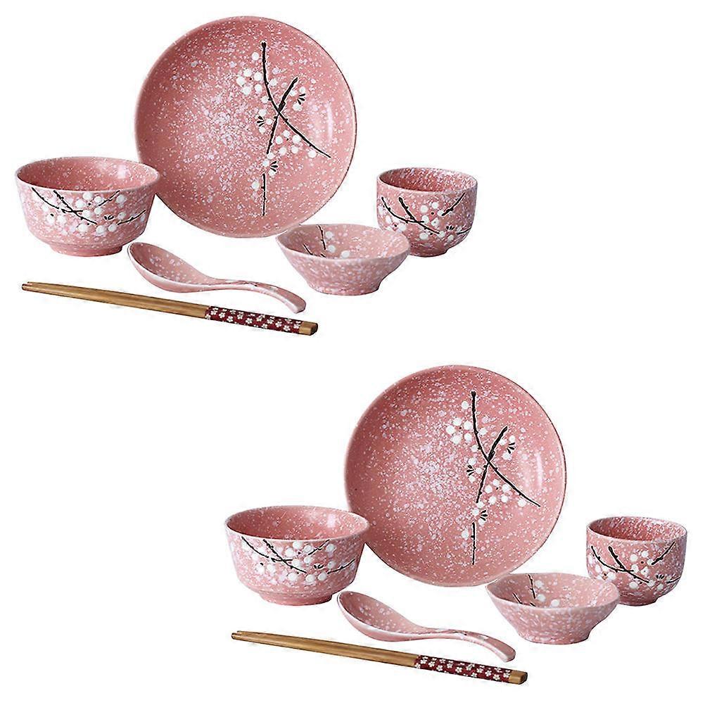 Tableware Set Ceramic Cutlery Pink Delicate Design For Dinner 18.5X18.5X3.5CM Drinking 1Set
