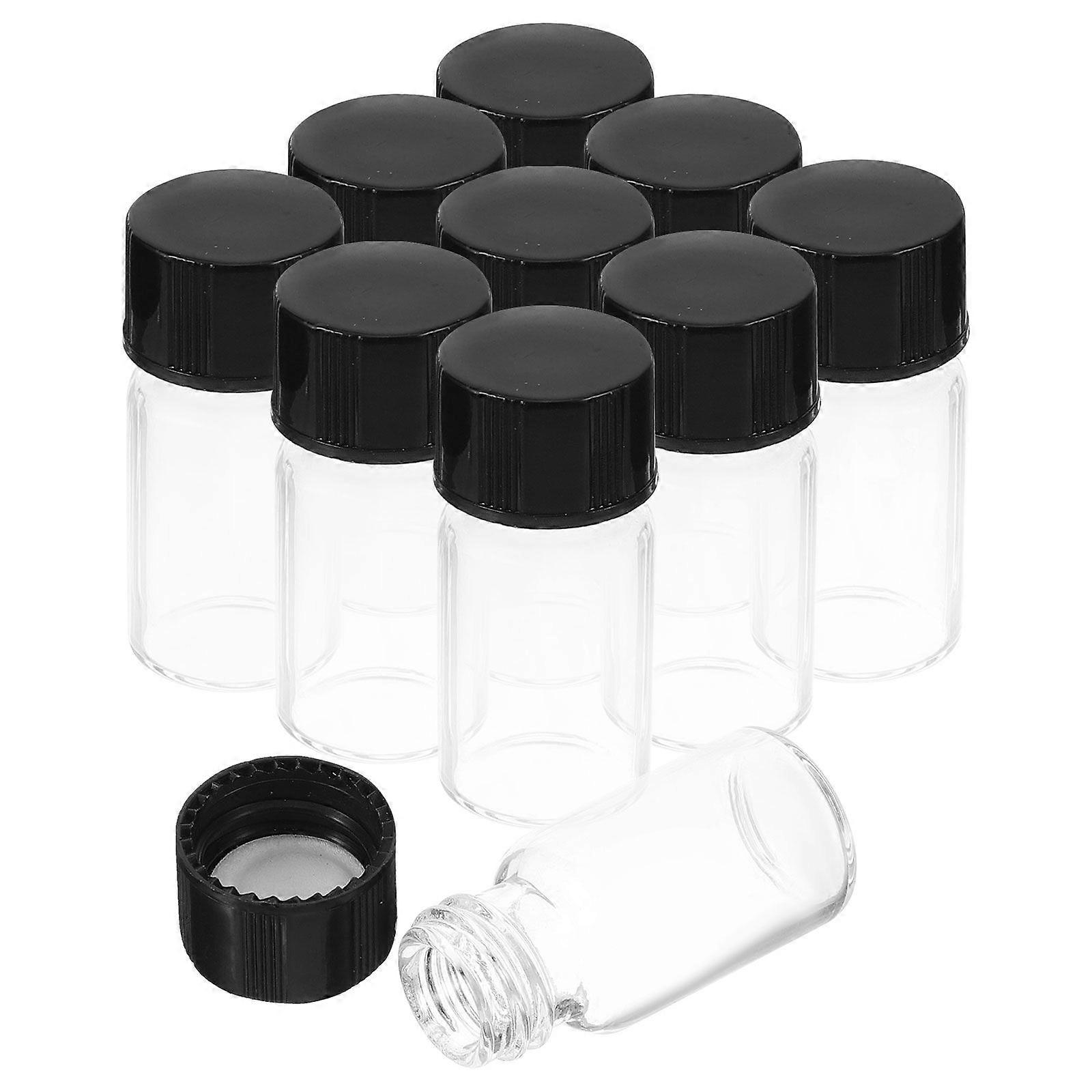 Lot de 10 flacons en verre transparent, petits flacons en verre, flacons en verre pour échantillons liquides, flacons en verre anti-fuite avec bouchons à vis
