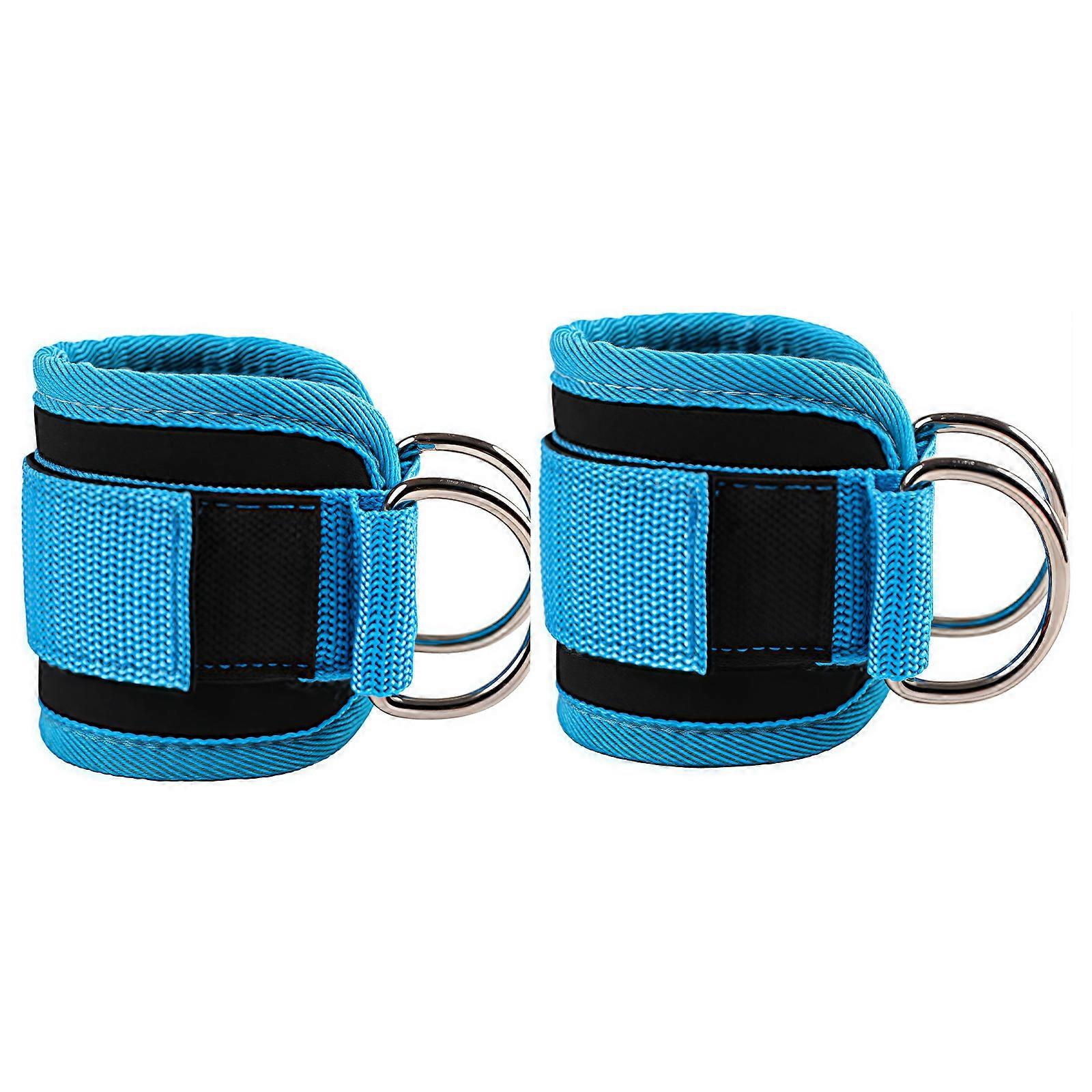 1Pair Glute Kickbacks Ankle Strap Gym Fitness Ankle Strap Cable Attachments Adjustable D Rings Support Cuffs Enduring Sky Blue