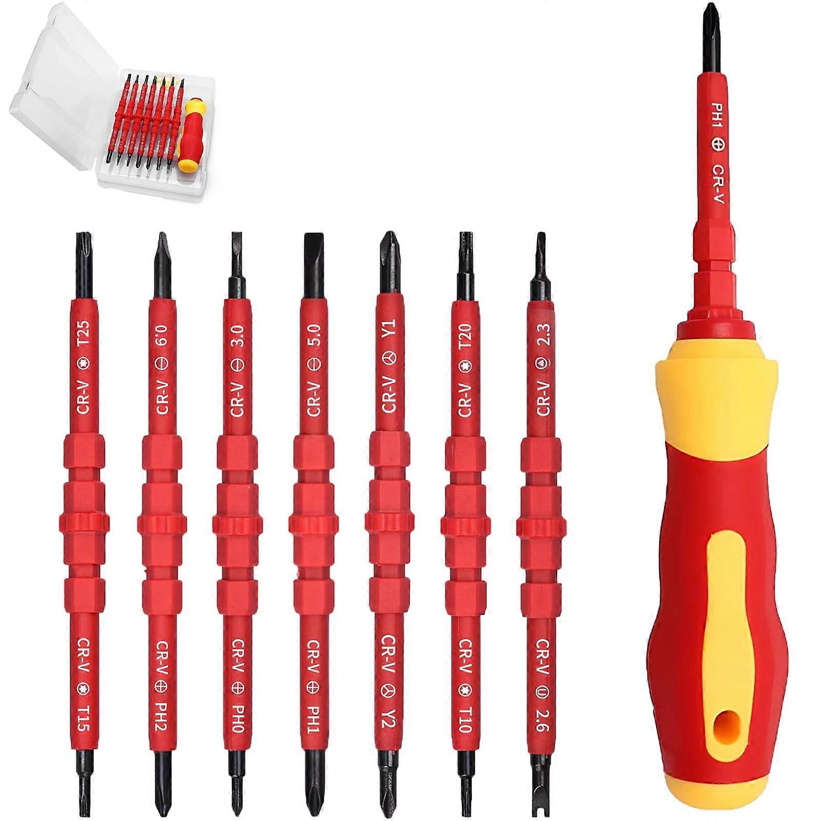 Insulated Screwdriver Set 7 in 1 Magnetic Electrician Tool with Non-Slip Handles for DIY Repairs and Electric Work