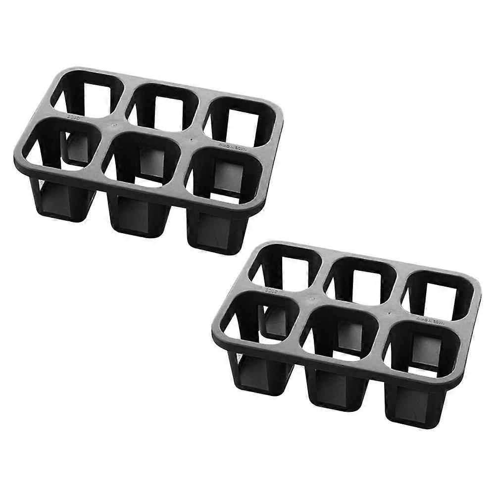 Black Plastic Flowerpot Tray for Gardening Use with Water Storage and Breathable Design 2 Pcs