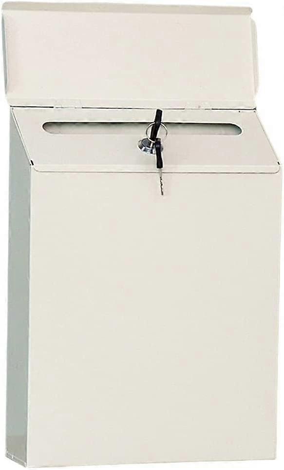 Wall Mounted Mailbox With Lock Weatherproof Metal Construction For Letters And Newspapers Beige