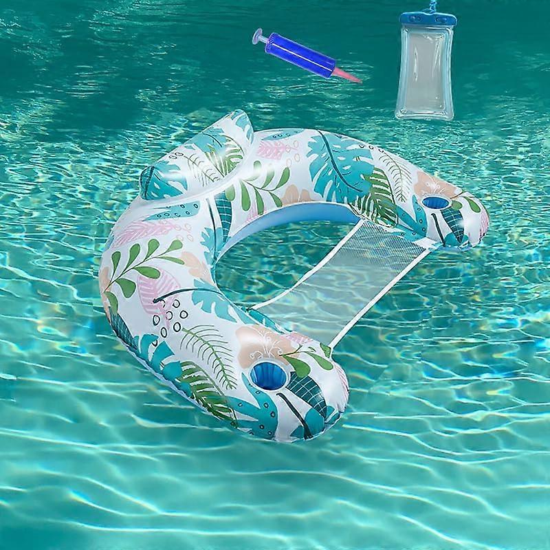 Premium Pool Lounge Float for Adults - Comfortable Inflatable Chair with Cup Holders & Headrest, Summer Pool Party Essential, White