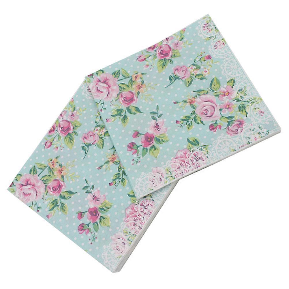 Printed Tissue Paper Flower Lunch Napkin Multi-Colored 33x33cm 40Pcs