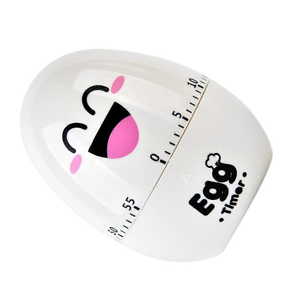Egg Shaped Mechanical Kitchen Timer White Plastic Cooking Baking Classroom Reminder Countdown Tool Household Use