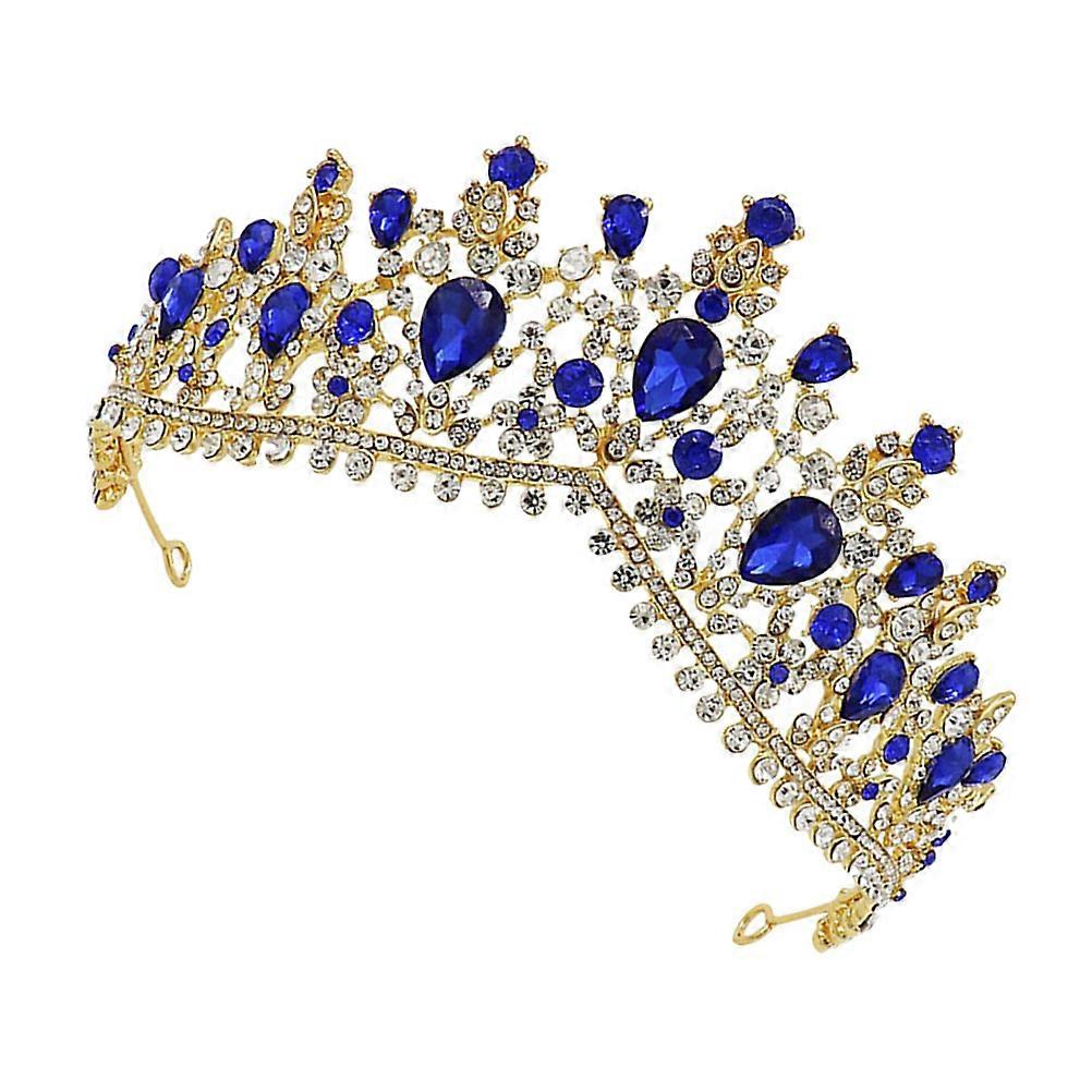 Blue Alloy Bridal Crown for Bride Use Elegant Rhinestone Design Fits Many Occasions 1Pc
