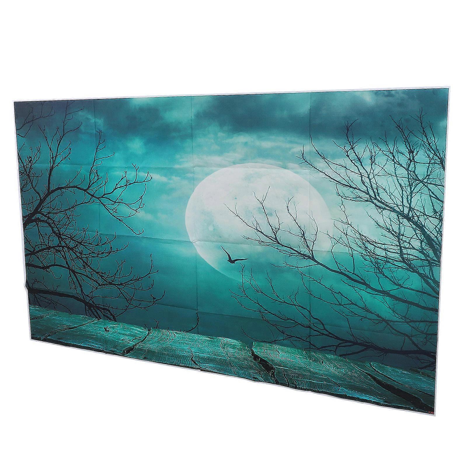 Spooky Background Cloth Halloween Backdrop Photography Wallpaper Sky-Blue 210.00X150.00X0.10CM Fabric Halloween Party 1Pack