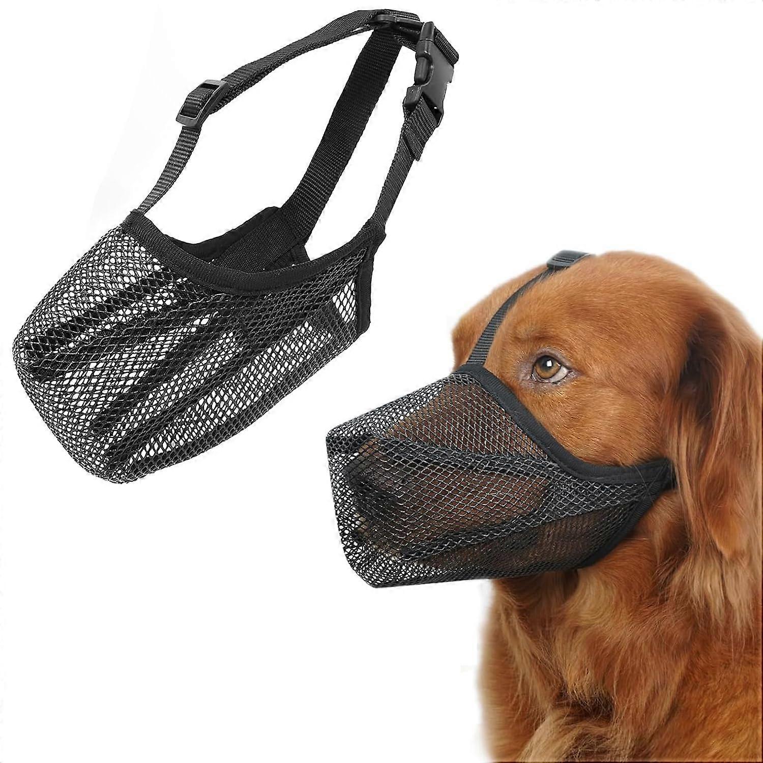 Dog Muzzle for Small Medium Large Dogs, Adjustable Mesh Muzzle with Rounded Design, Prevents Biting Chewing (XL)