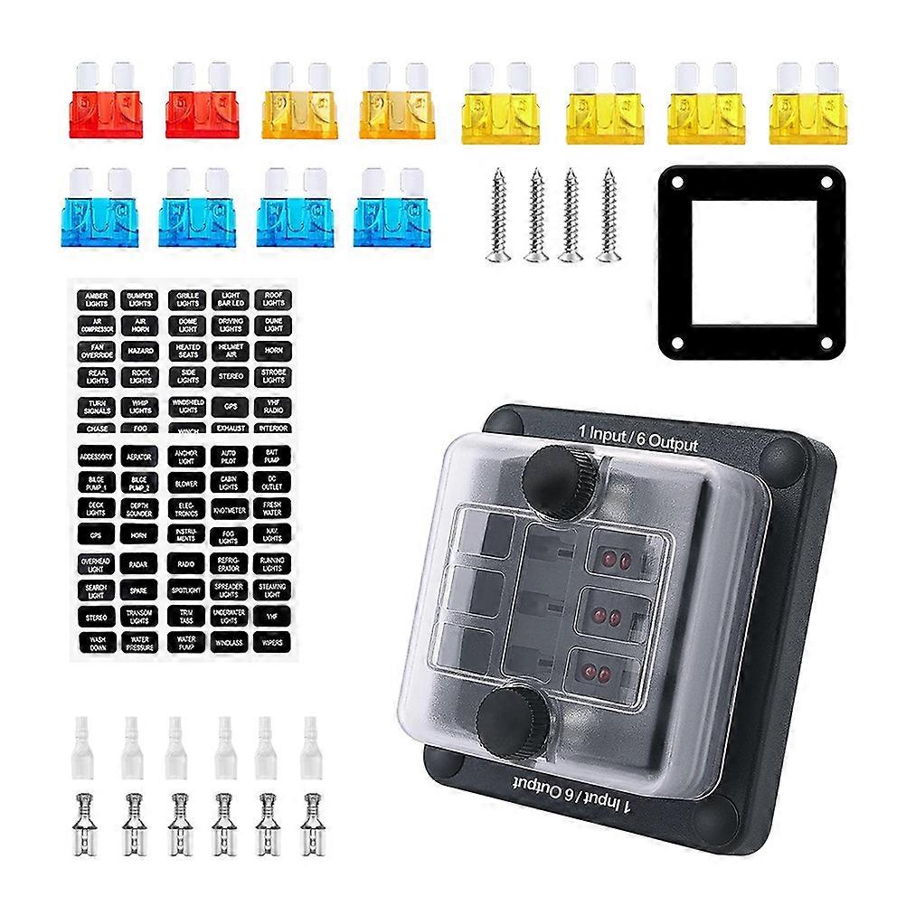 6-output Mini Fuse Block Weatherproof Electrical Box For Outdoor Use Suitable For Vehicle Owners 1 Set