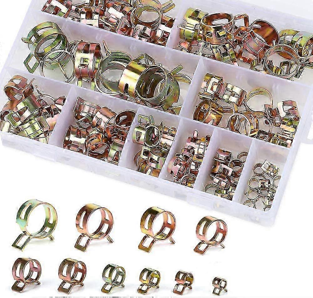 Spring Clip Hose Clamp - Gasoline Hose Clamp - 100 Pieces with Storage Box - 6-22mm, Size 10