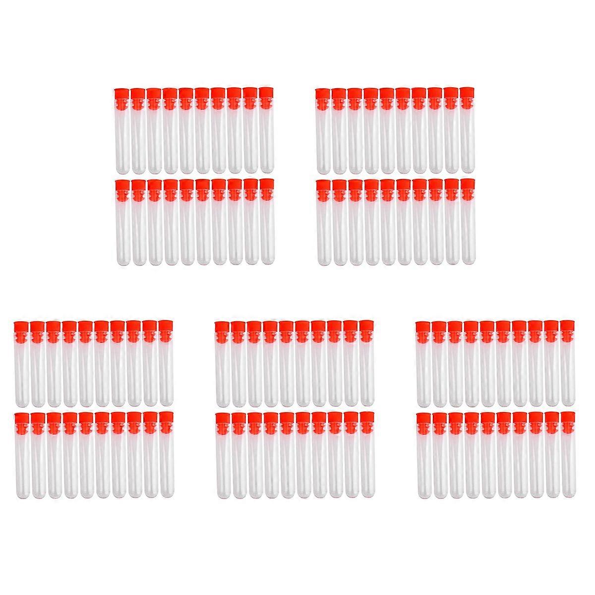 100 Pcs Non-Completed Plastic Test Tubes Lab Test Tool with Screw Cap Transparent, 12 x 60mm