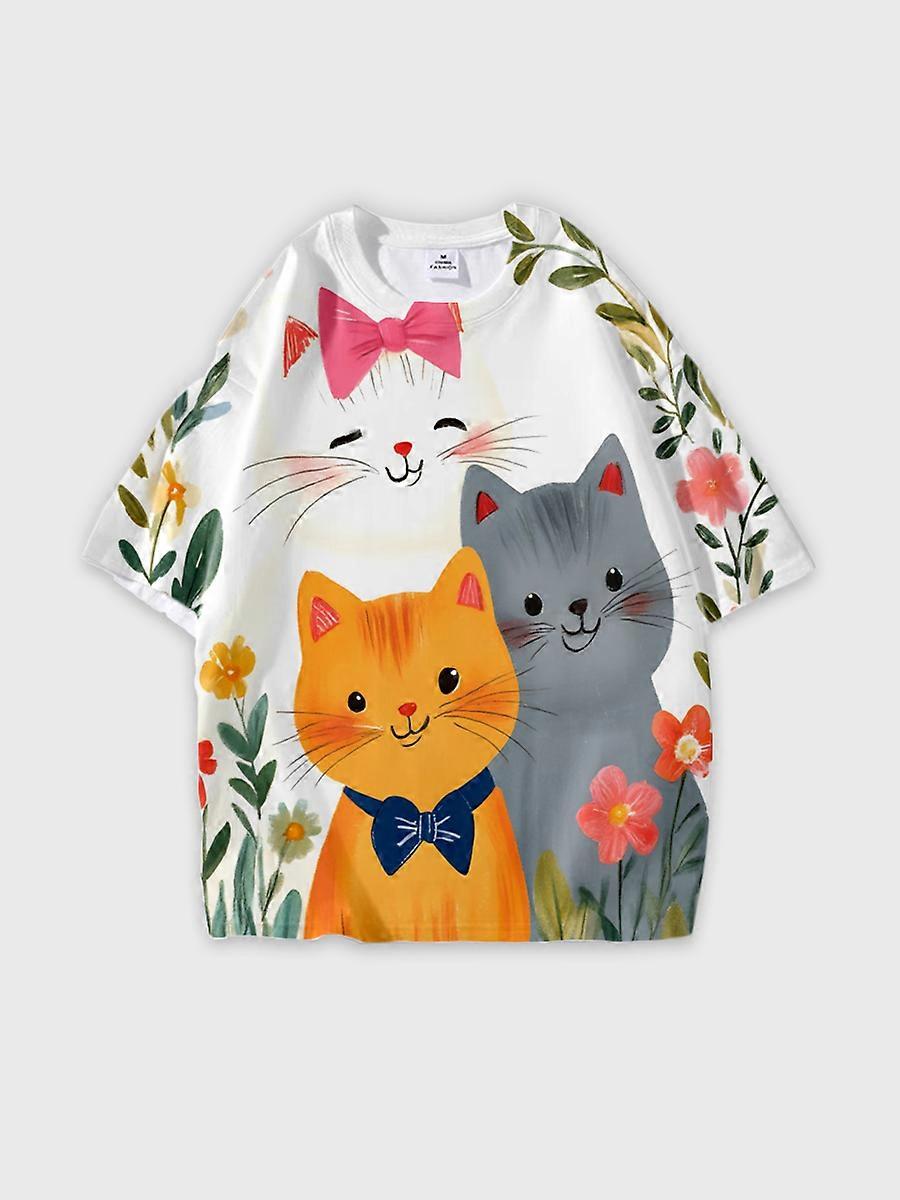 T-shirt round neck Pattern loose short sleeve N357