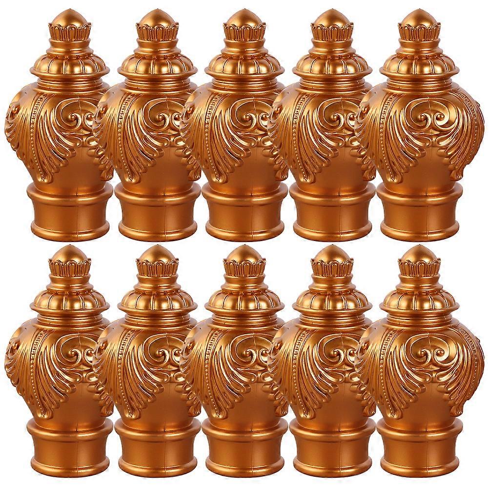Flower-shaped Decorative Curtain Rod Finials For Window Dressing In Golden Color 10Pcs